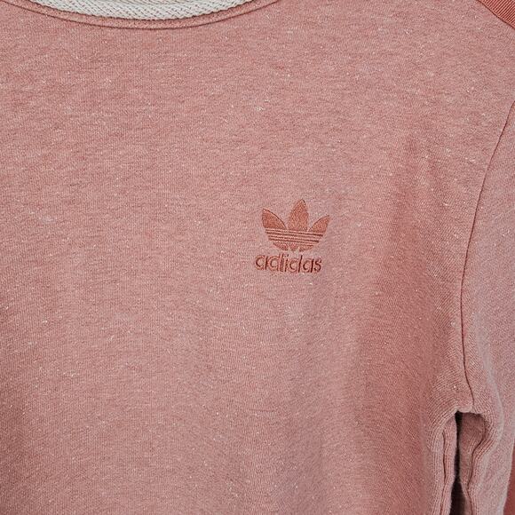 Adidas Originals Pink Three Stripe Trefoil Crewneck Pullover Sweatshirt S NWOT - Picture 2 of 6